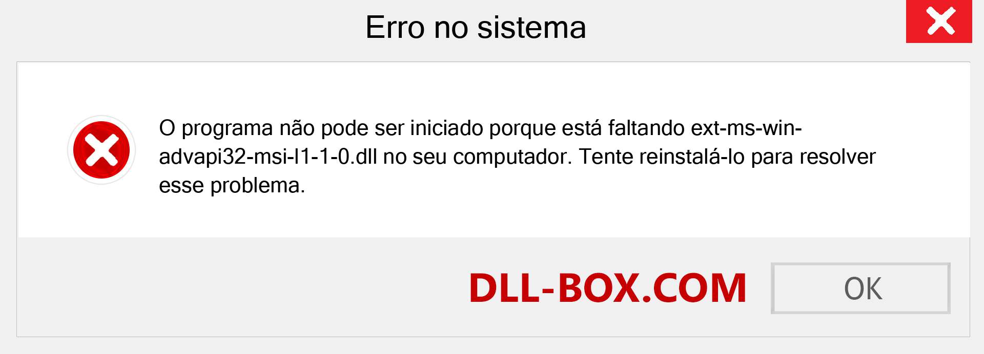 Arquivo ext-ms-win-advapi32-msi-l1-1-0.dll ausente ?. Download para Windows 7, 8, 10 - Correção de erro ausente ext-ms-win-advapi32-msi-l1-1-0 dll no Windows, fotos, imagens